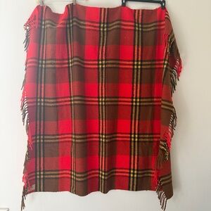 Vintage Plaid Blanket Red Tartan Acrylic Picnic Tailgating Stadium Camping